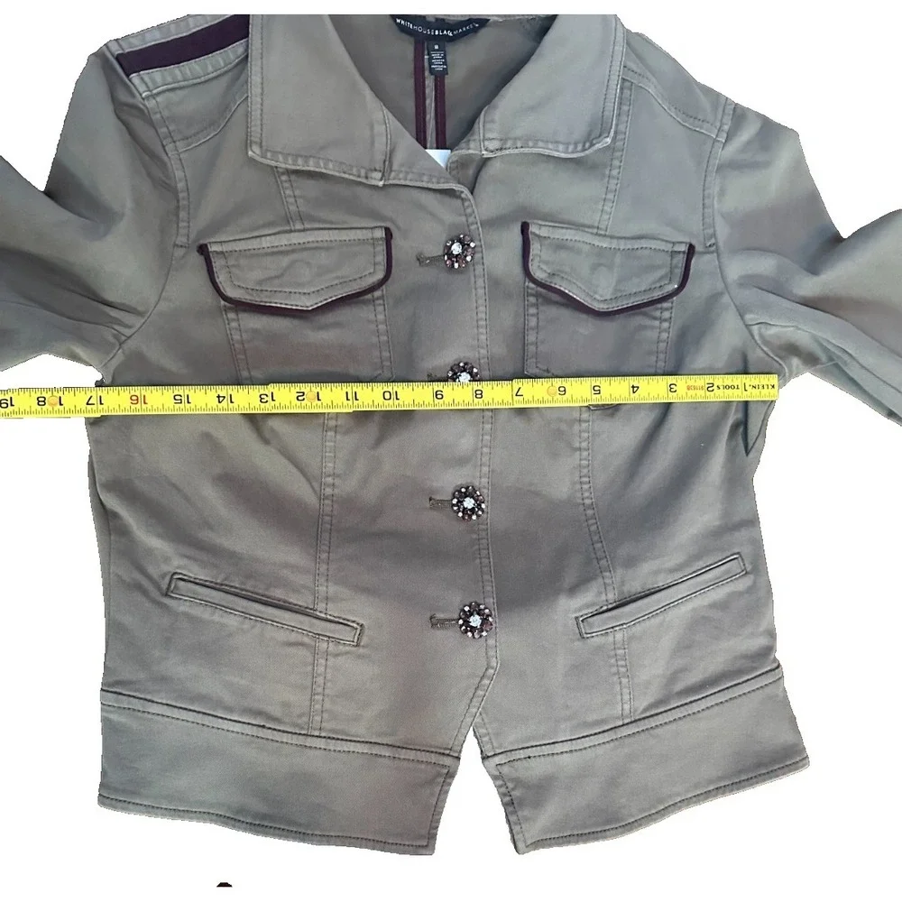 White House Black Market Rhinestone‎ Embellished Buttons Casual Jacket Size 8